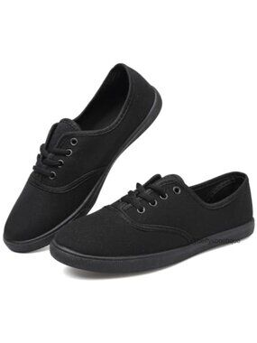 Low-Top Canvas Sneakers Lace-Up Slip-Resistant Comfortable Walking Shoes